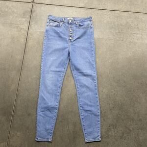 Forever 21 Jeans Womens 27 Light Wash High Rise Button Fly Skinny Denim Ankle